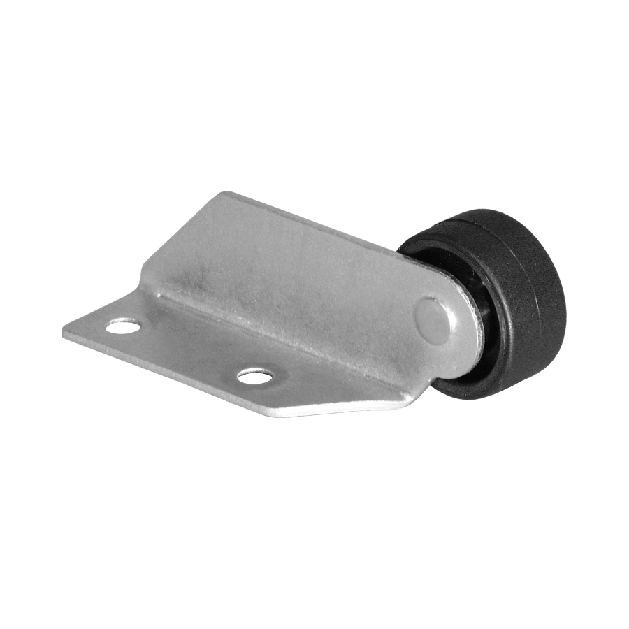 Winkel 22x50 mm verzinkt mit Rolle Ø 030 mm, harte Lauffläche, Ausführung rechts