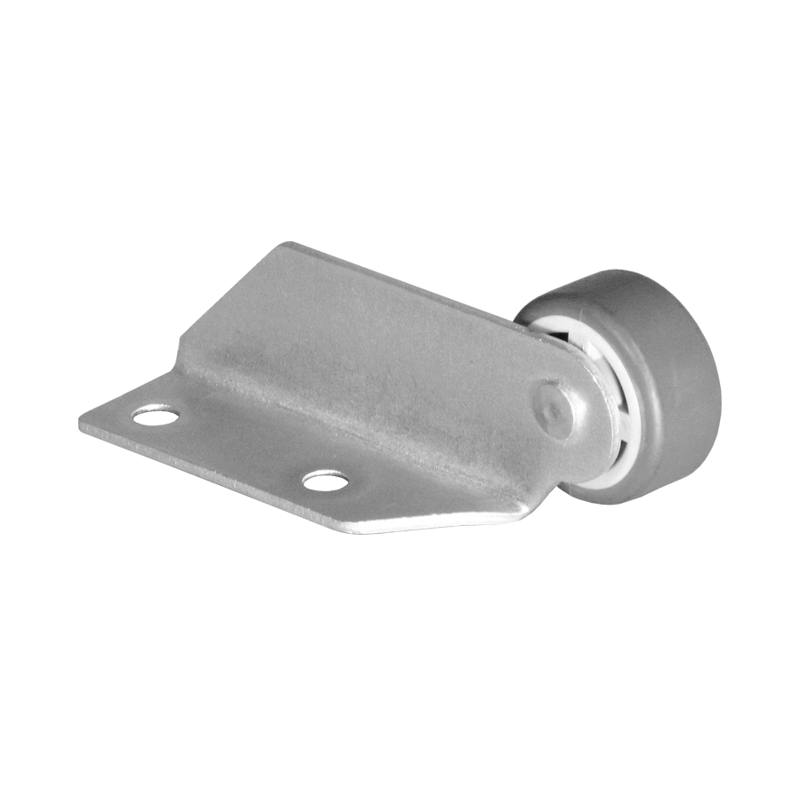 Winkel 22x50 mm verzinkt mit Rolle Ø 030 mm, weiche Lauffläche, Ausführung rechts