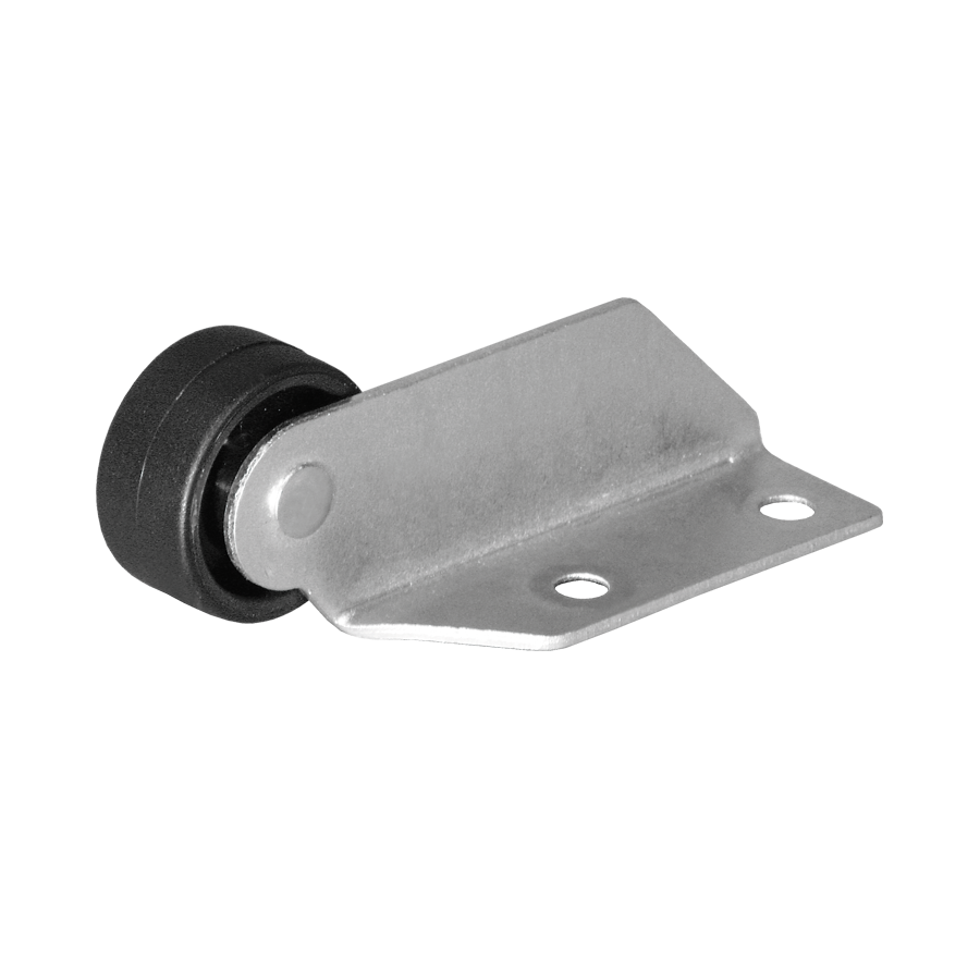 Winkel 22x50 mm verzinkt mit Rolle Ø 030 mm, harte Lauffläche, Ausführung links