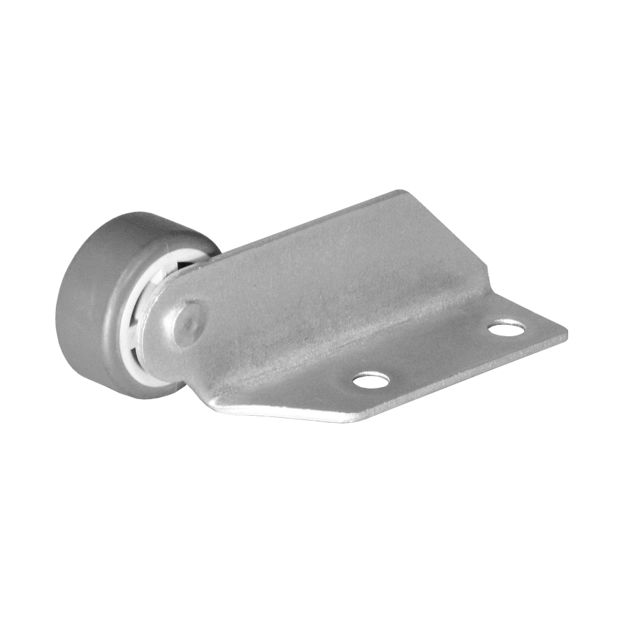 Winkel 22x50 mm verzinkt mit Rolle Ø 030 mm, weiche Lauffläche, Ausführung links
