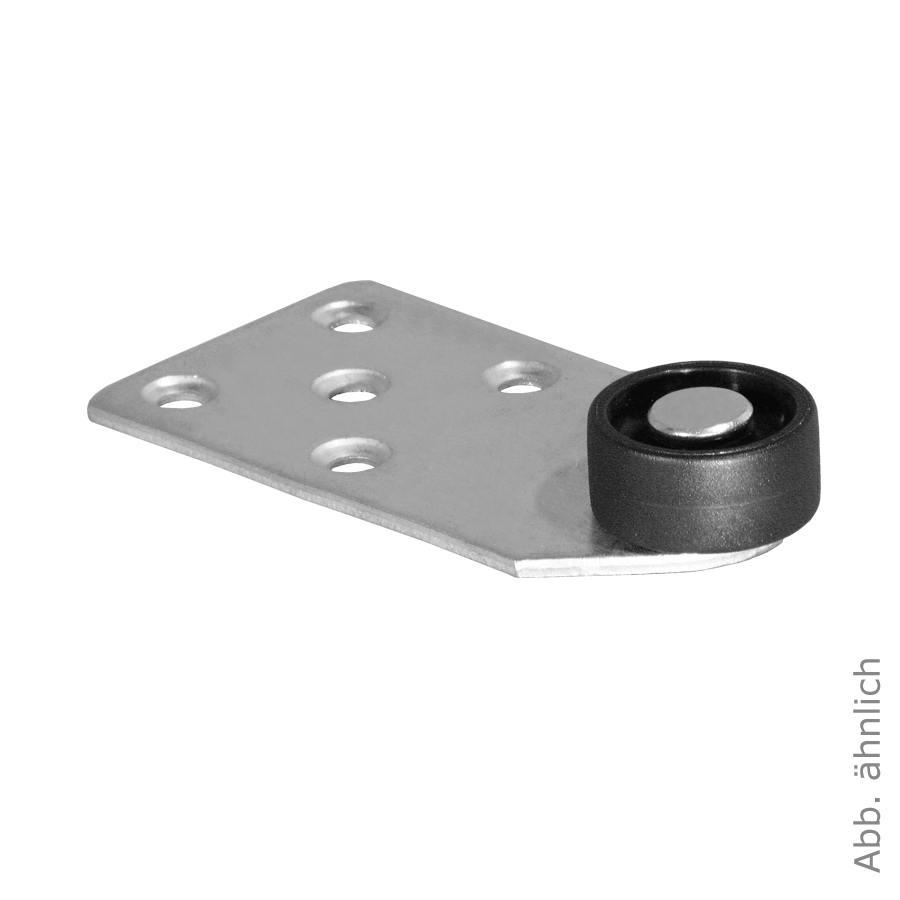 Kopfteilrolle 101x53 mm verzinkt mit Rolle Ø 40 mm, harte Lauffläche