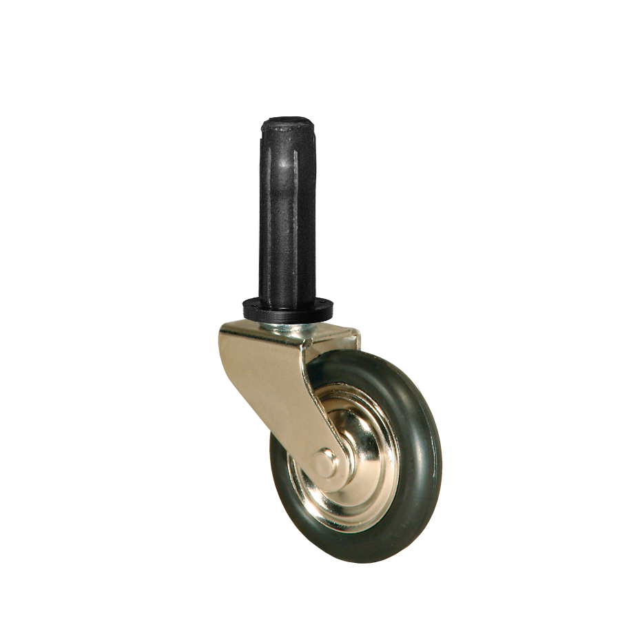 Teewagenrolle Ø 38 mm vernickelt, Stift Ø 7x32 mm, Befestigungshülse Ø 10x37 mm