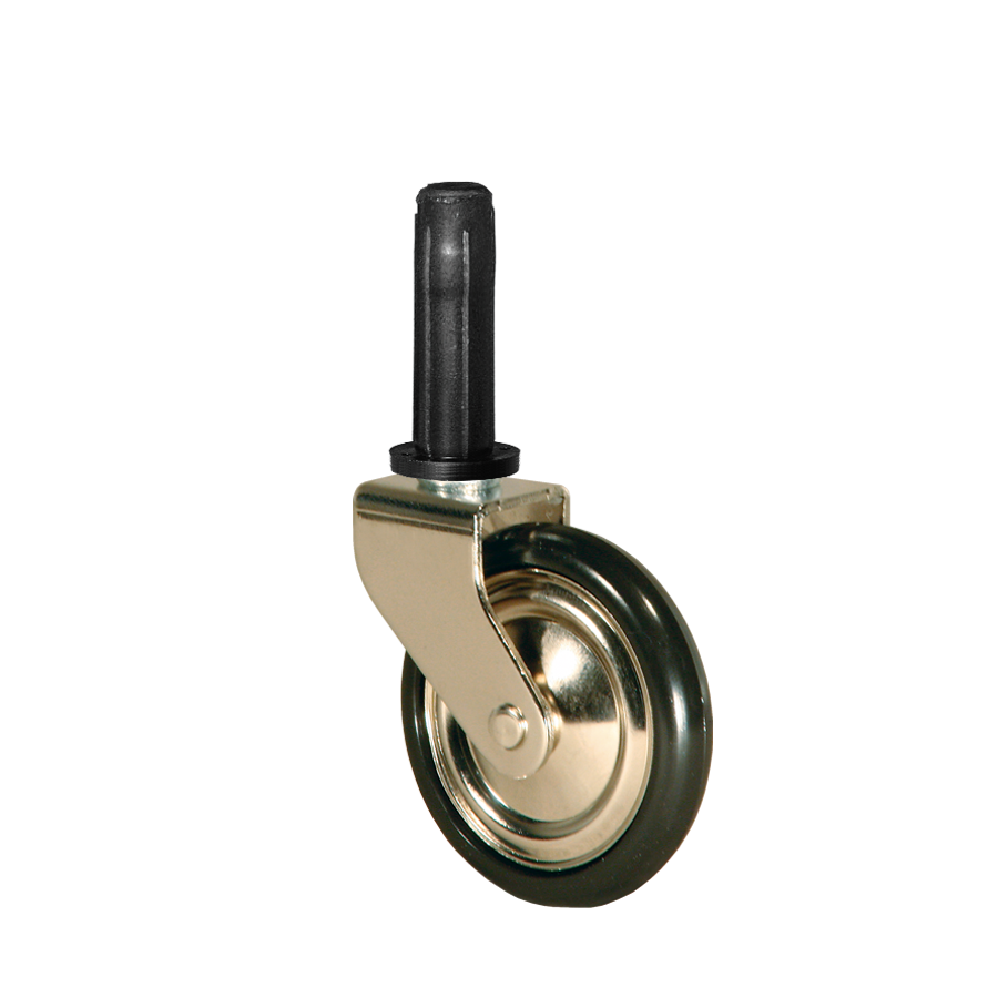 Teewagenrolle Ø 50 mm vernickelt, Stift Ø 7x32 mm, Befestigungshülse Ø 13x37 mm