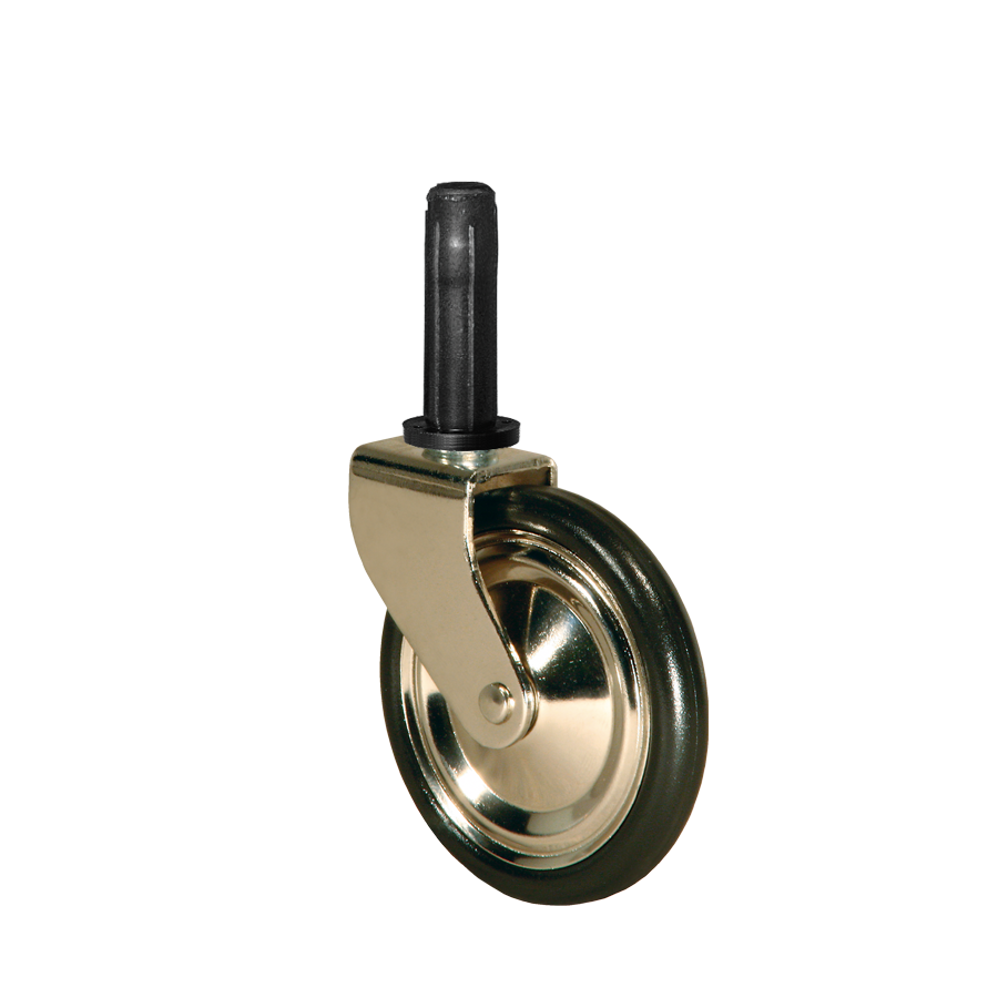 Teewagenrolle Ø 60 mm vernickelt, Stift Ø 7x32 mm, Befestigungshülse Ø 10x37 mm