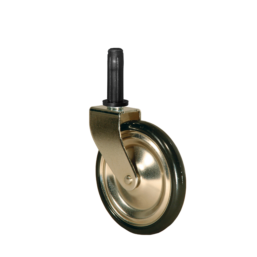 Teewagenrolle Ø 75 mm vernickelt, Stift Ø 7x32 mm, Befestigungshülse Ø 10x37 mm