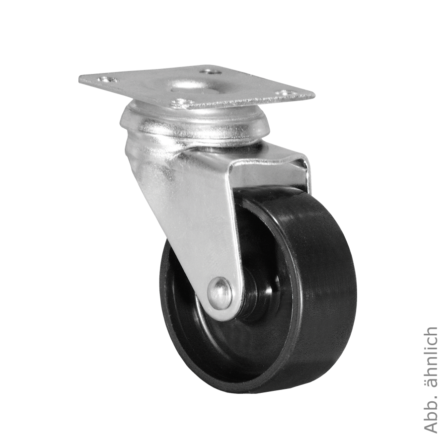 Ø 100 mm Apparaterolle mit harter Lauffläche, Anschraubplatte 60x60 mm