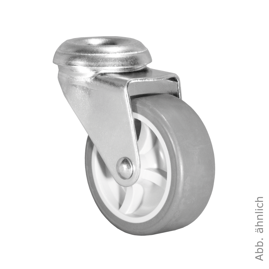 Ø 125 mm Apparaterolle mit weicher Lauffläche, Rückenloch Ø 10,2 mm