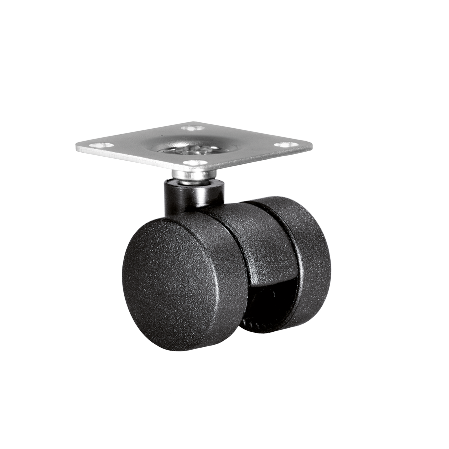 Doppelrolle Ø 35 mm mit harter Lauffläche, Anschraubplatte 40x40 mm
