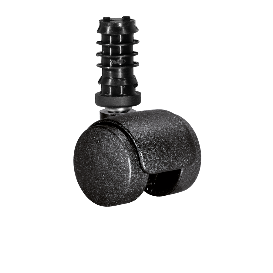 Doppelrolle Ø 35 mm mit harter Lauffläche, mit Abdeckung, Klemmringstift Ø 8x58 mm, Befestigungshülse Ø 13x37 mm
