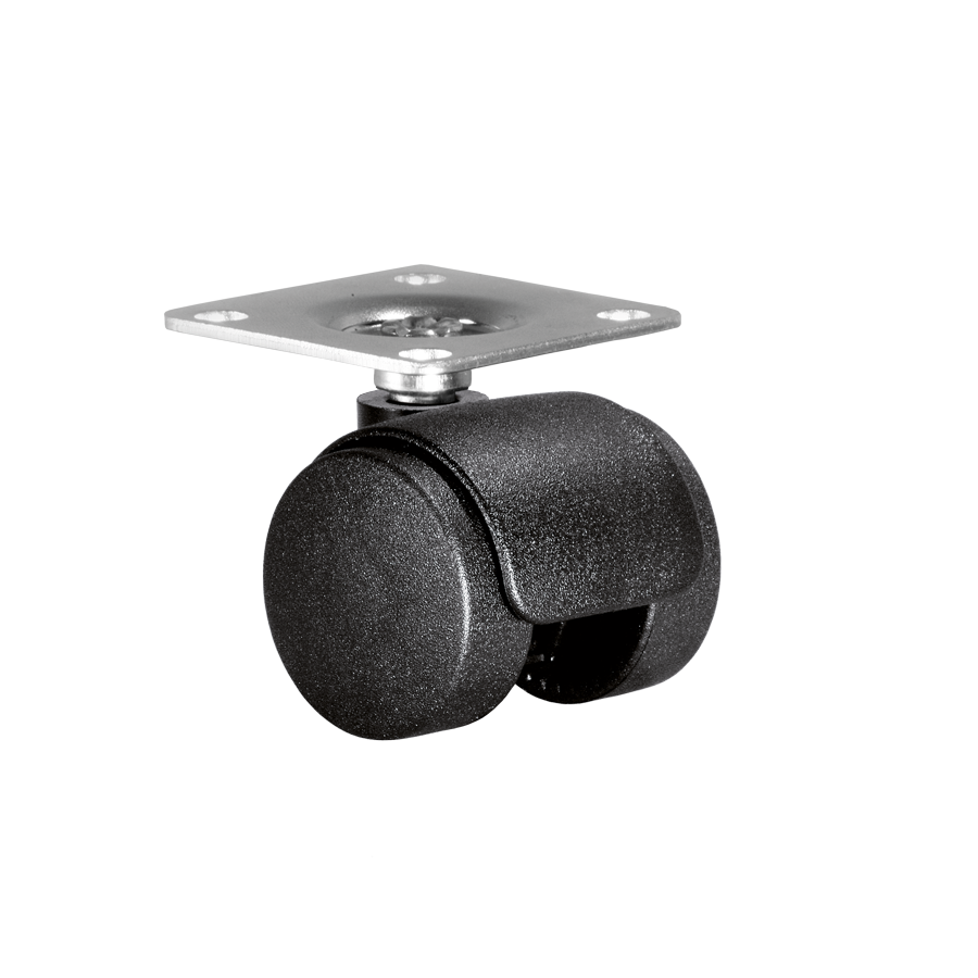 Doppelrolle Ø 35 mm mit harter Lauffläche, Anschraubplatte 40x40 mm