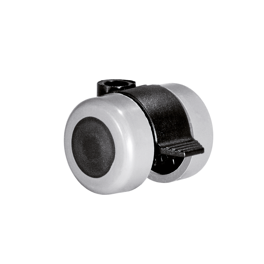 Doppelrolle Ø 35 mm mit weicher Lauffläche grau und Feststeller