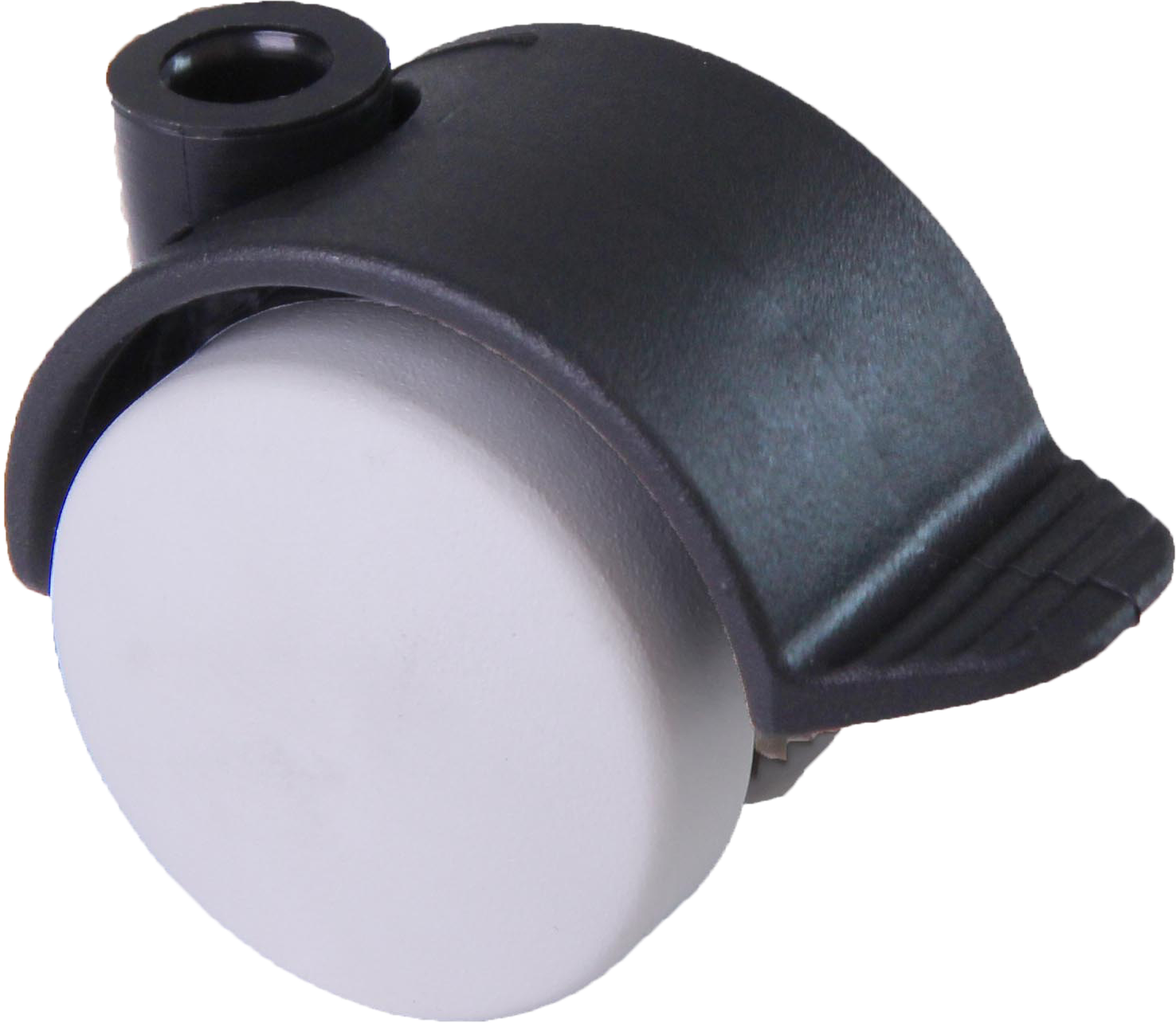Doppelrolle Ø 40 mm mit harter Lauffläche und Feststeller, Bohrung Ø 8mm, schwarz-weiss