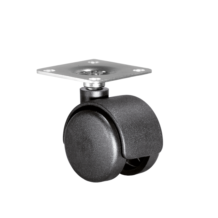 Doppelrolle Ø 40 mm mit harter Lauffläche, Anschraubplatte 40x40 mm