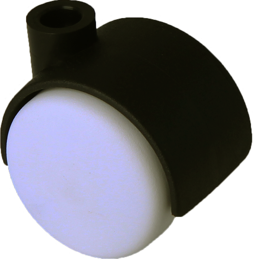 Doppelrolle Ø 40 mm mit harter Lauffläche, Bohrung 8mm, schwarz-weiss