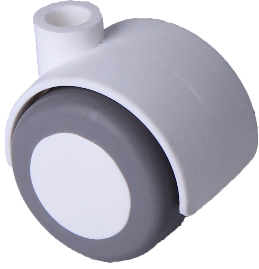 Doppelrolle Ø 40 mm mit weicher Lauffläche grau, Bohrung Ø 8mm, weiss