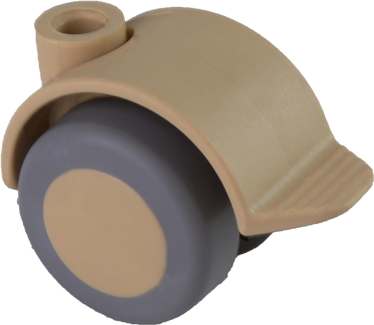 Doppelrolle Ø 40 mm mit weicher Lauffläche grau und Feststeller, Bohrung Ø 8mm, sand