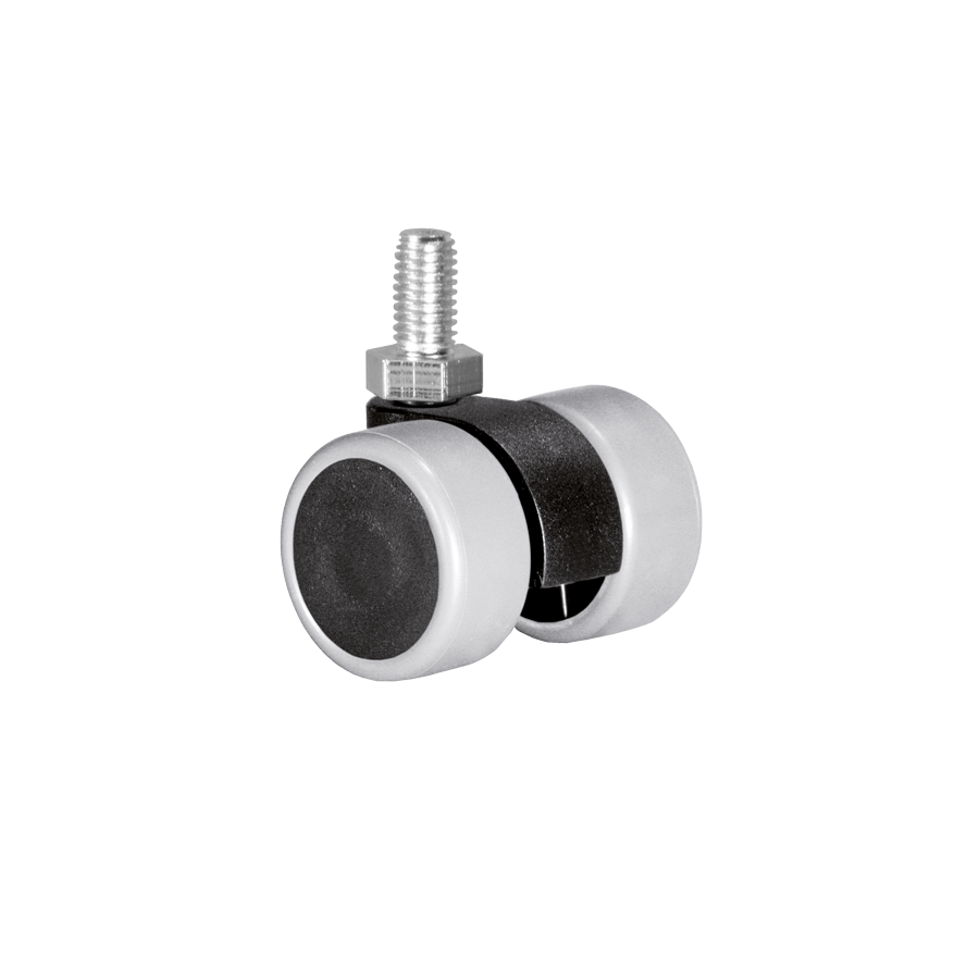 Doppelrolle Ø 30 mm mit weicher Lauffläche grau, Gewindestift M8x12 mm