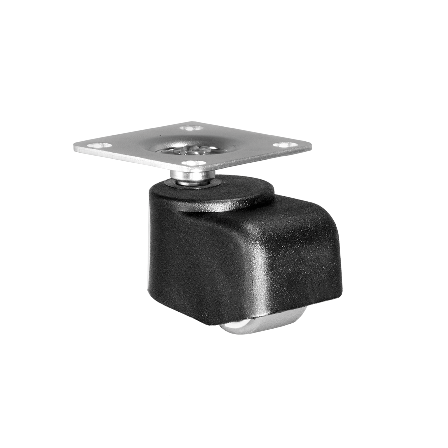 Walzenrolle Ø 25 mm mit weicher Lauffläche, Anschraubplatte 40x40 mm