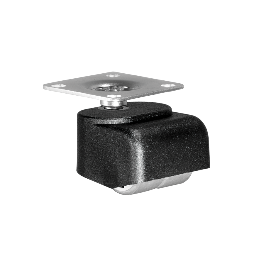 Walzenrolle Ø 25 mm mit weicher Lauffläche, Doppelbereifung, Anschraubplatte 40x40 mm