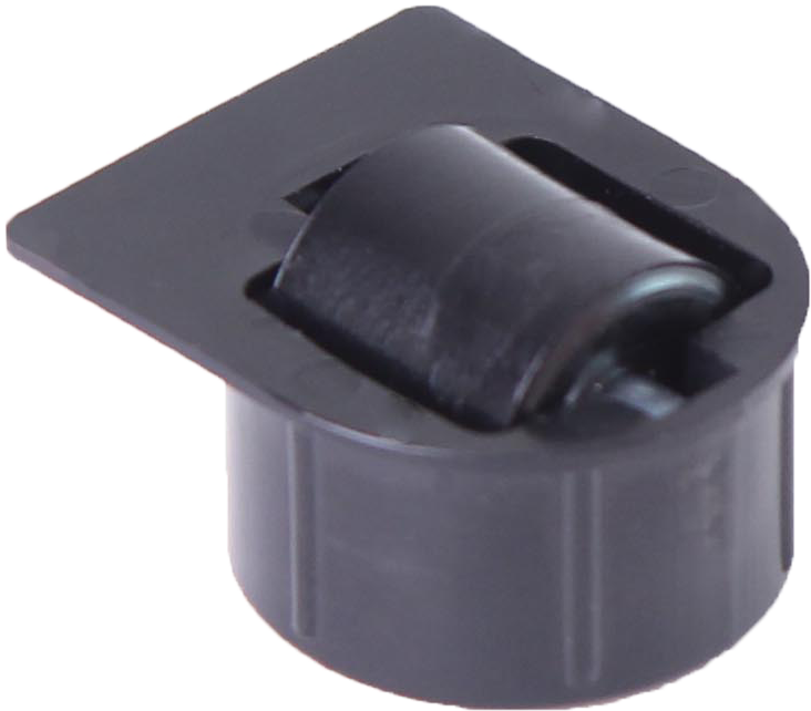 Stollenrolle mit Rad schwarz mit harter Lauffläche, Ø 16 mm, für Bohrung Ø 25 mm, Bauhöhe 4 mm, mit Fahne