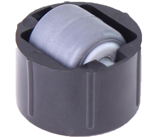 Stollenrolle mit Rad mit weicher Lauffläche grau, Ø 16 mm, für Bohrung Ø 25 mm, Bauhöhe 4 mm