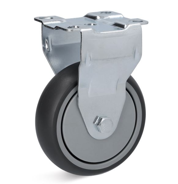 Ø 125mm, Bockrolle mit Anschraubplatte, weiche Lauffläche