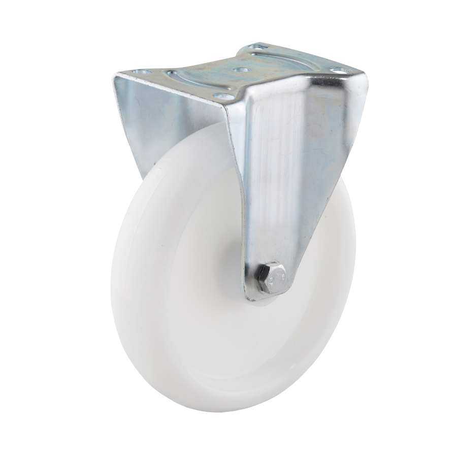 Ø 200 mm, Bockrolle mit Anschraubplatte, Radkörper aus Polyamid 6 mit Rollenlager