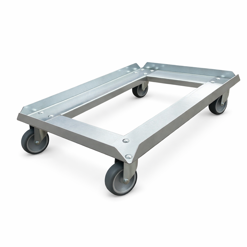 Euroboxen-Rollwagen für Euroboxen 600x400, 4x Lenkrollen, stabile Ausführung auch Stahlblech