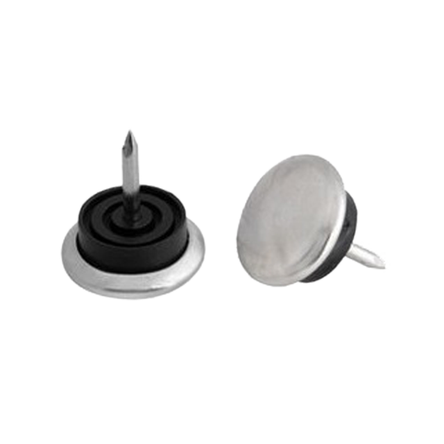 Kunststoffgleiter Ø 23 mm vernickelt, inkl. Nagel 2,4x15 mm, Bauhöhe 10 mm