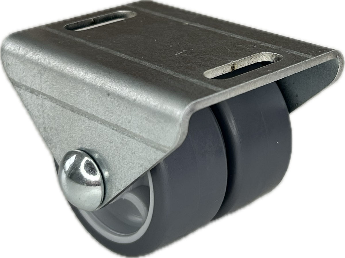 Ø 40 mm, Sonderkonstruktion Kastenbockrolle mit weicher Lauffläche, 2x Rad