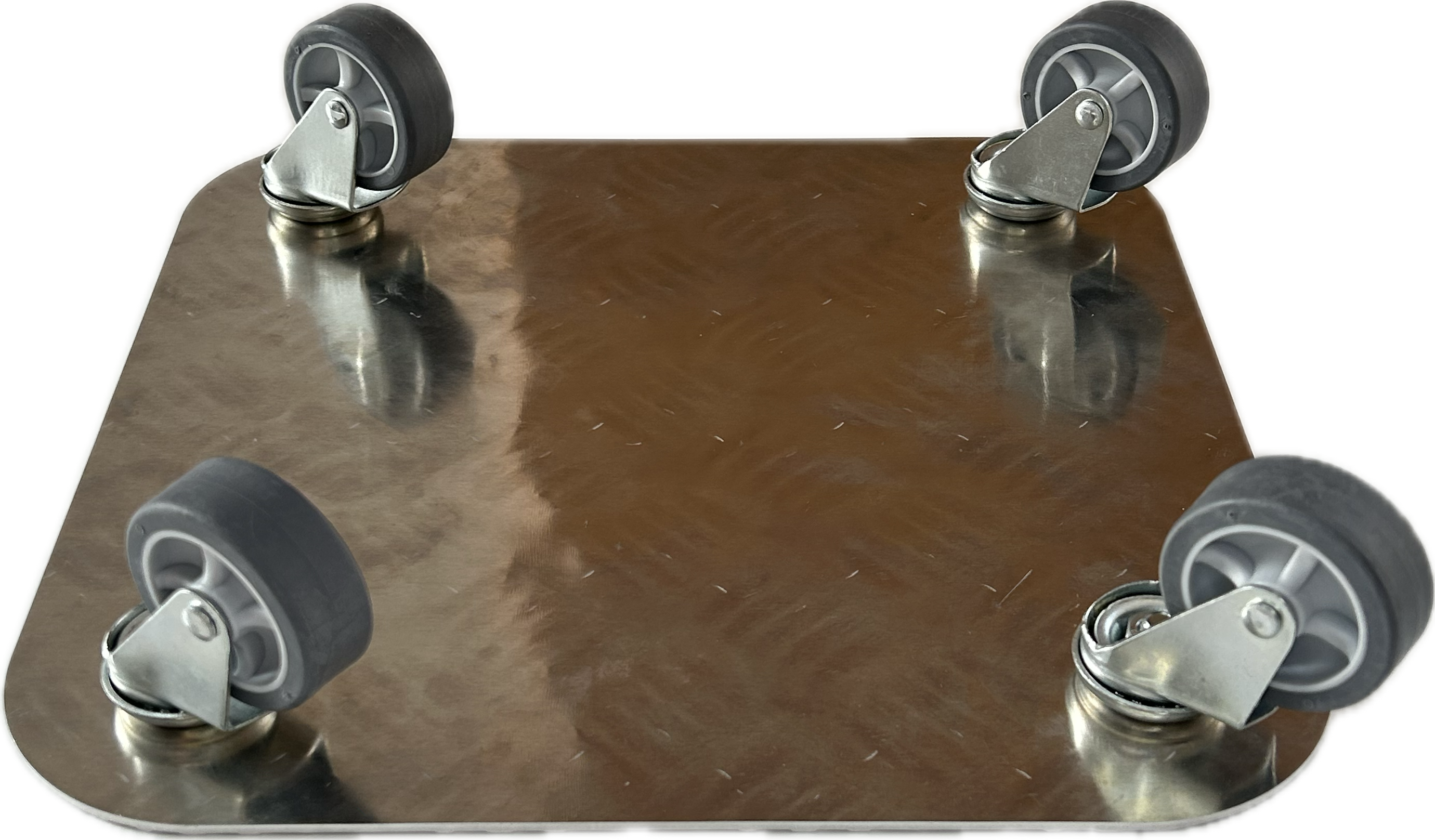 Pflanzenroller 290X290mm aus Aluminium Riffelblech, 4x Apparaterrolle Ø50mm fertig montiert