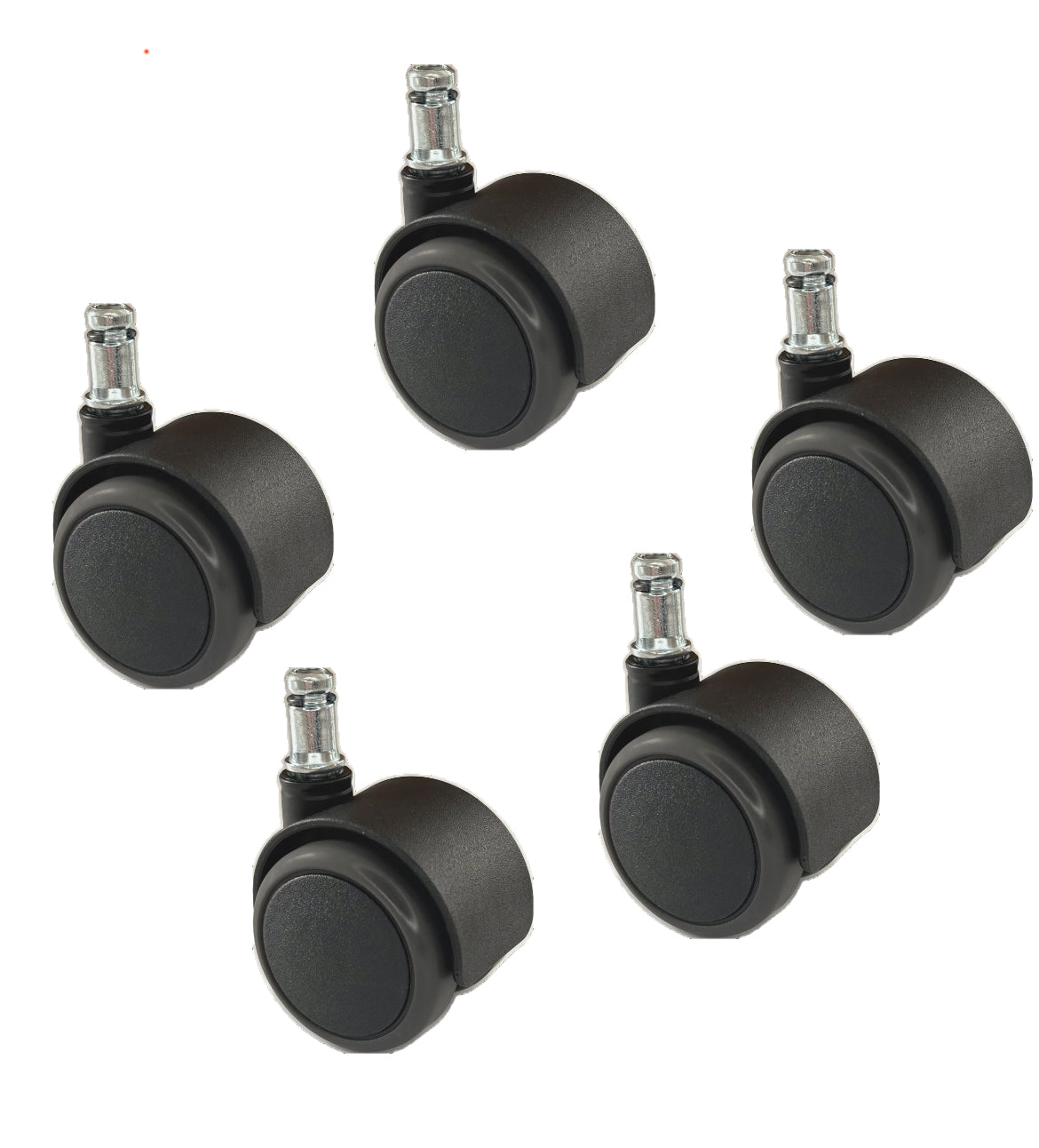 Satz Bürostuhlrolle Ø 50mm, Stift Ø 10mm - 5 Stück im Set!