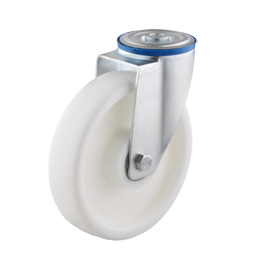 Ø 200 mm, Lenkrolle mit Rückenloch, Radkörper aus Polypropylen mit Kugellager