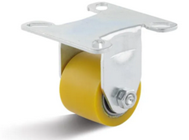 Mini-Schwerlast-Bockrolle Ø 35 mm mit Anschraubplatte, Lauffläche aus Polyurethan mit Kugellager