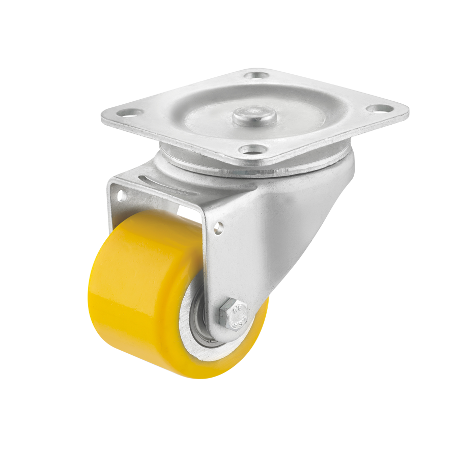 Mini-Schwerlast-Lenkrolle Ø 50 mm mit Anschraubplatte, Lauffläche aus Polyurethan mit Kugellager