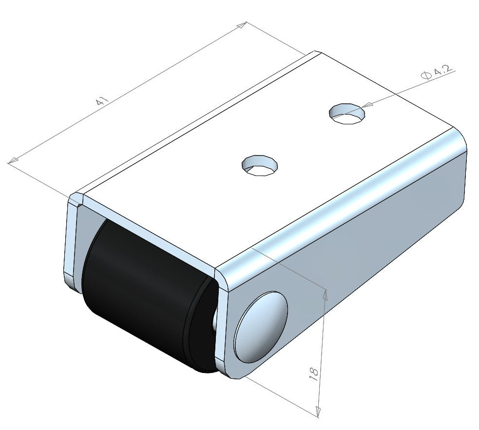 Ø 16 mm, Sonderkonstruktion Kastenbockrolle mit harter Lauffläche