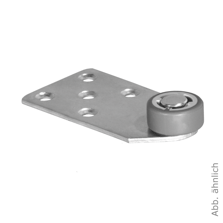 Kopfteilrolle 101x53 mm verzinkt mit Rolle Ø 050 mm, weiche Lauffläche