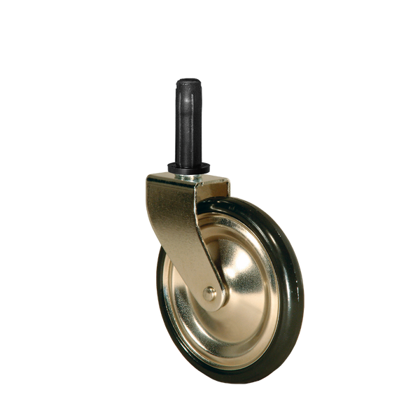 Teewagenrolle Ø 75 mm vernickelt, Stift Ø 7x32 mm, Befestigungshülse Ø 10x37 mm