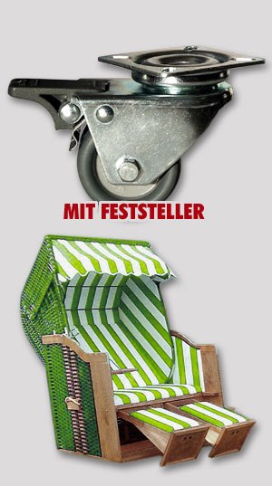 Ø 50 mm Apparaterolle mit weicher Lauffläche, Zwillingsbereifung mit Feststeller, Anschraubplatte 60x60 mm