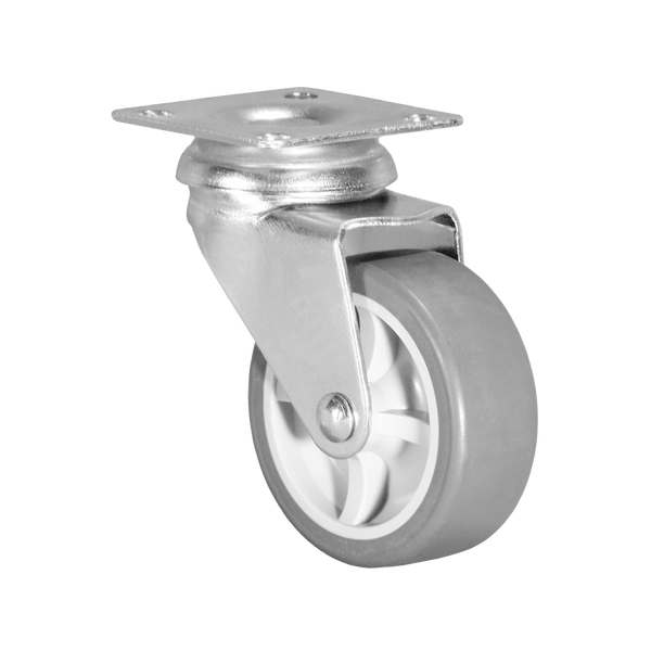 Ø 50 mm Apparaterolle mit weicher Lauffläche, Anschraubplatte 42x42 mm