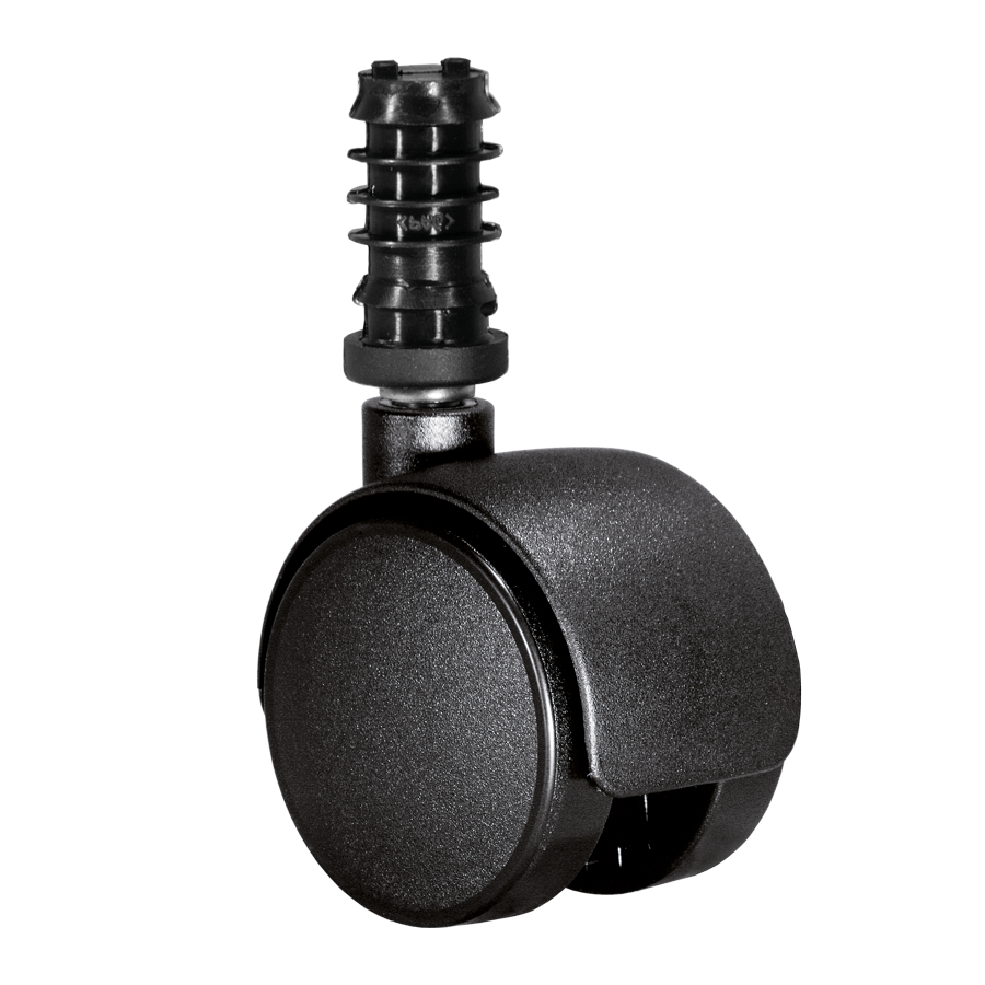 Doppelrolle Ø 50 mm mit harter Lauffläche, Klemmringstift Ø 8x58 mm, Befestigungshülse Ø 13x37 mm