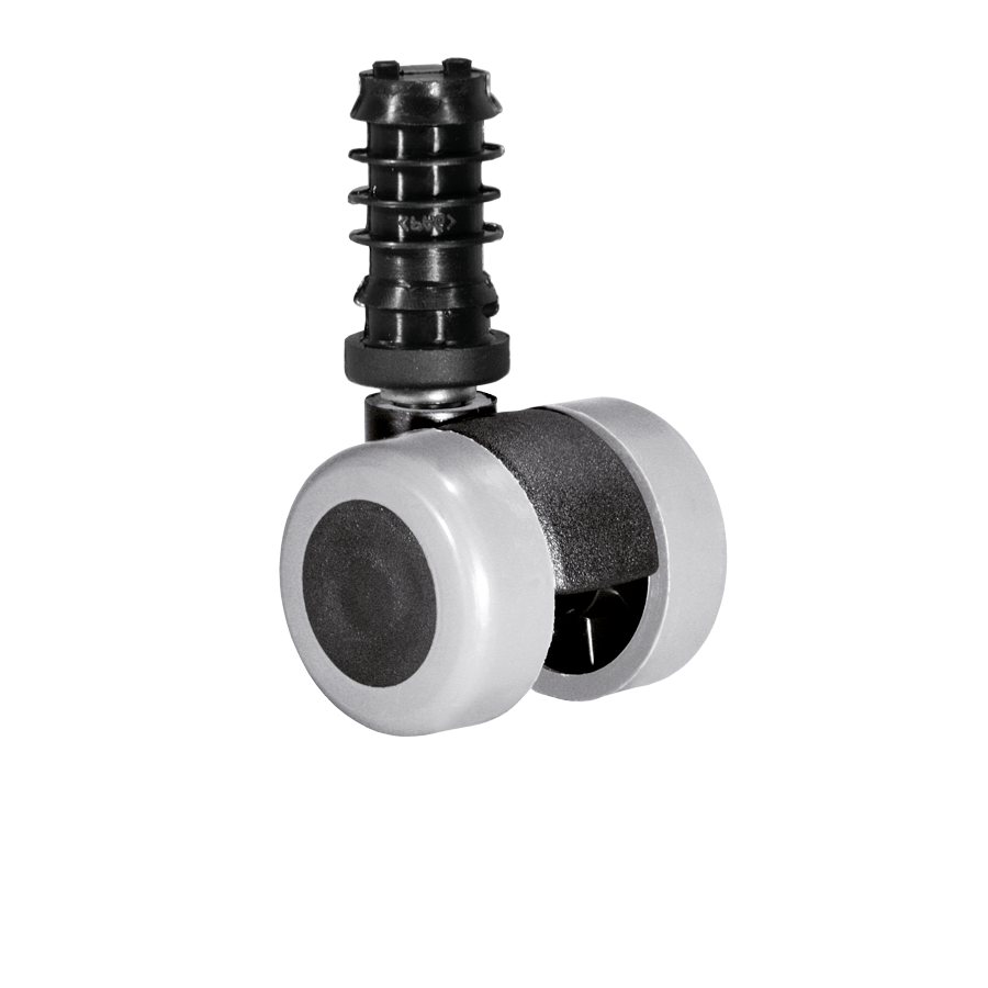Doppelrolle Ø 35 mm mit weicher Lauffläche grau, Befestigungshülse Ø 13x37 mm