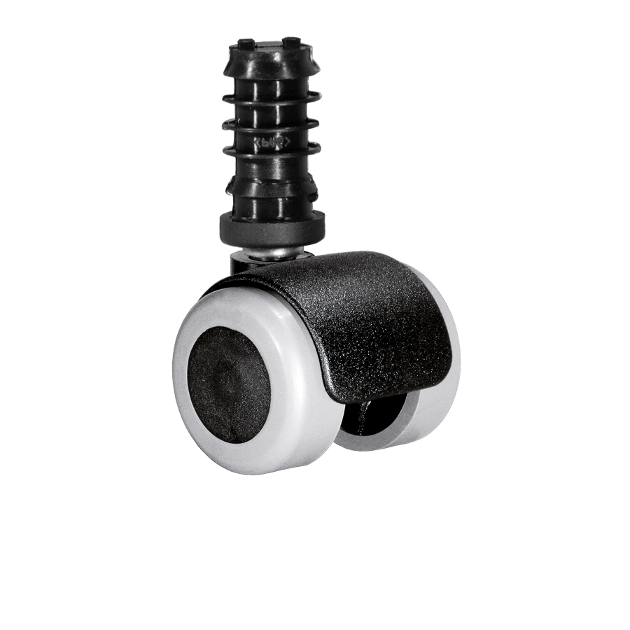 Doppelrolle Ø 35 mm mit weicher Lauffläche grau, Befestigungshülse Ø 13x37 mm