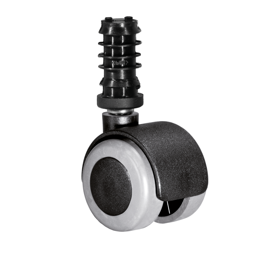 Doppelrolle Ø 40 mm mit weicher Lauffläche grau, Befestigungshülse Ø 13x37 mm