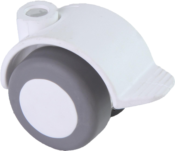 Doppelrolle Ø 40 mm mit weicher Lauffläche grau und Feststeller, Bohrung Ø 8mm, weiss