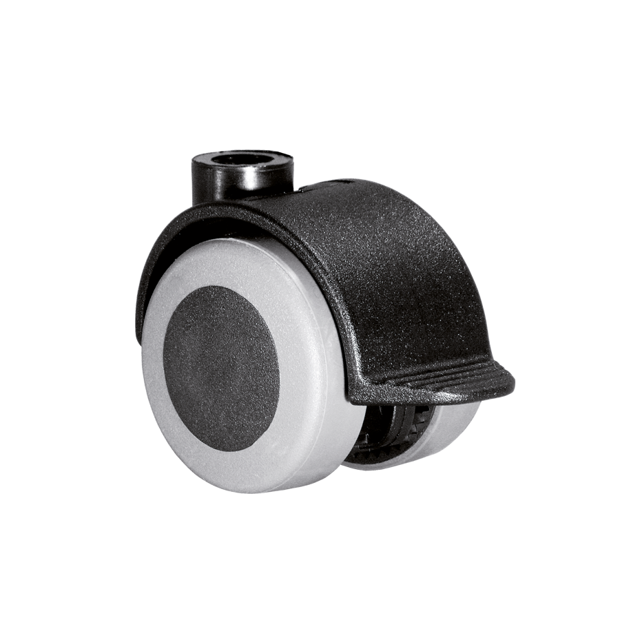 Doppelrolle Ø 40 mm mit weicher Lauffläche grau und Feststeller