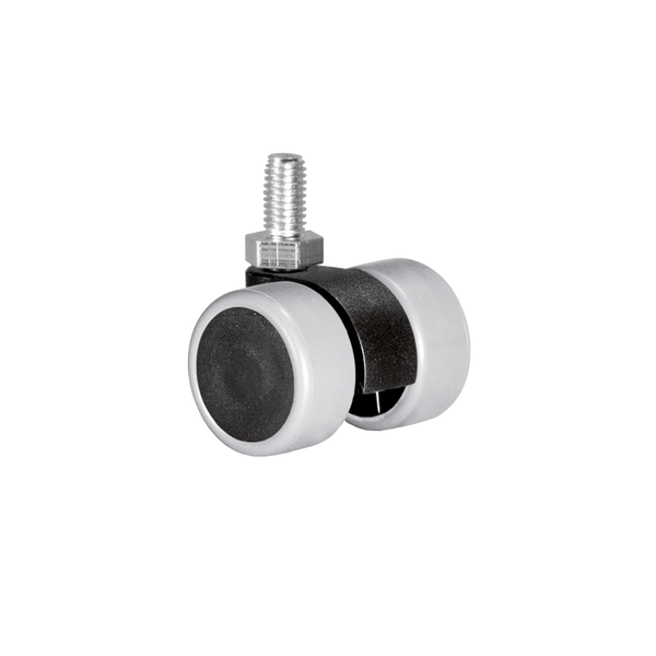 Doppelrolle Ø 30 mm mit weicher Lauffläche grau, Gewindestift M8x12 mm