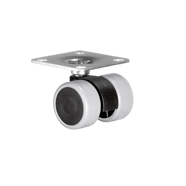 Doppelrolle Ø 30 mm mit weicher Lauffläche grau, Anschraubplatte 38x38 mm