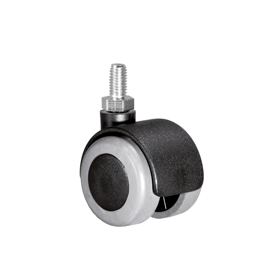 Doppelrolle Ø 50 mm mit weicher Lauffläche grau, Gewindestift M8x15 mm
