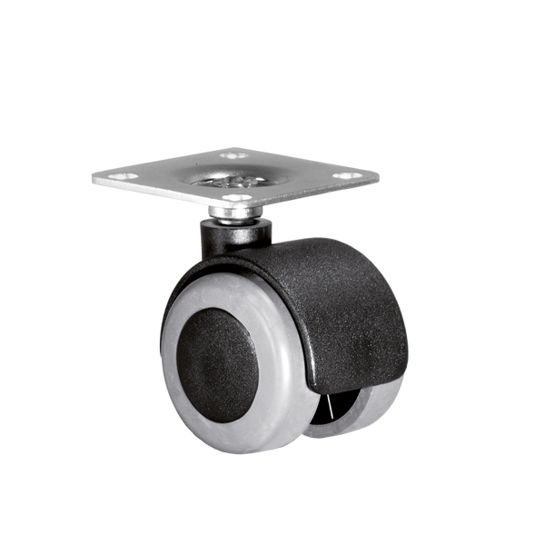 Doppelrolle Ø 50 mm mit weicher Lauffläche grau, Anschraubplatte 40x40 mm